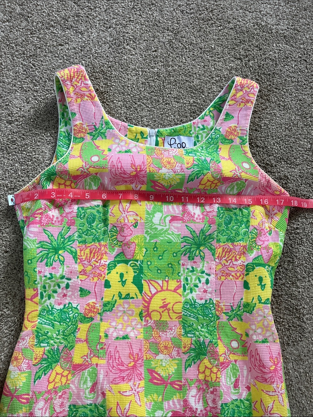 🍊🐨Lilly Pulitzer White Label Textured sz6 Patchwork Koala Sun Fruit Krista Shift - Picture 8 of 14